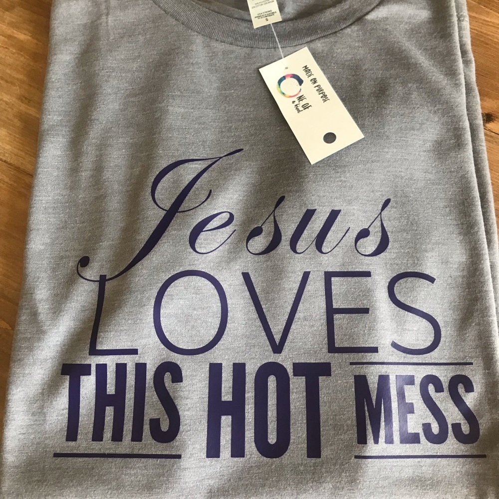 Brand New JESUS LOVES THIS HOT MESS Graphic Tee